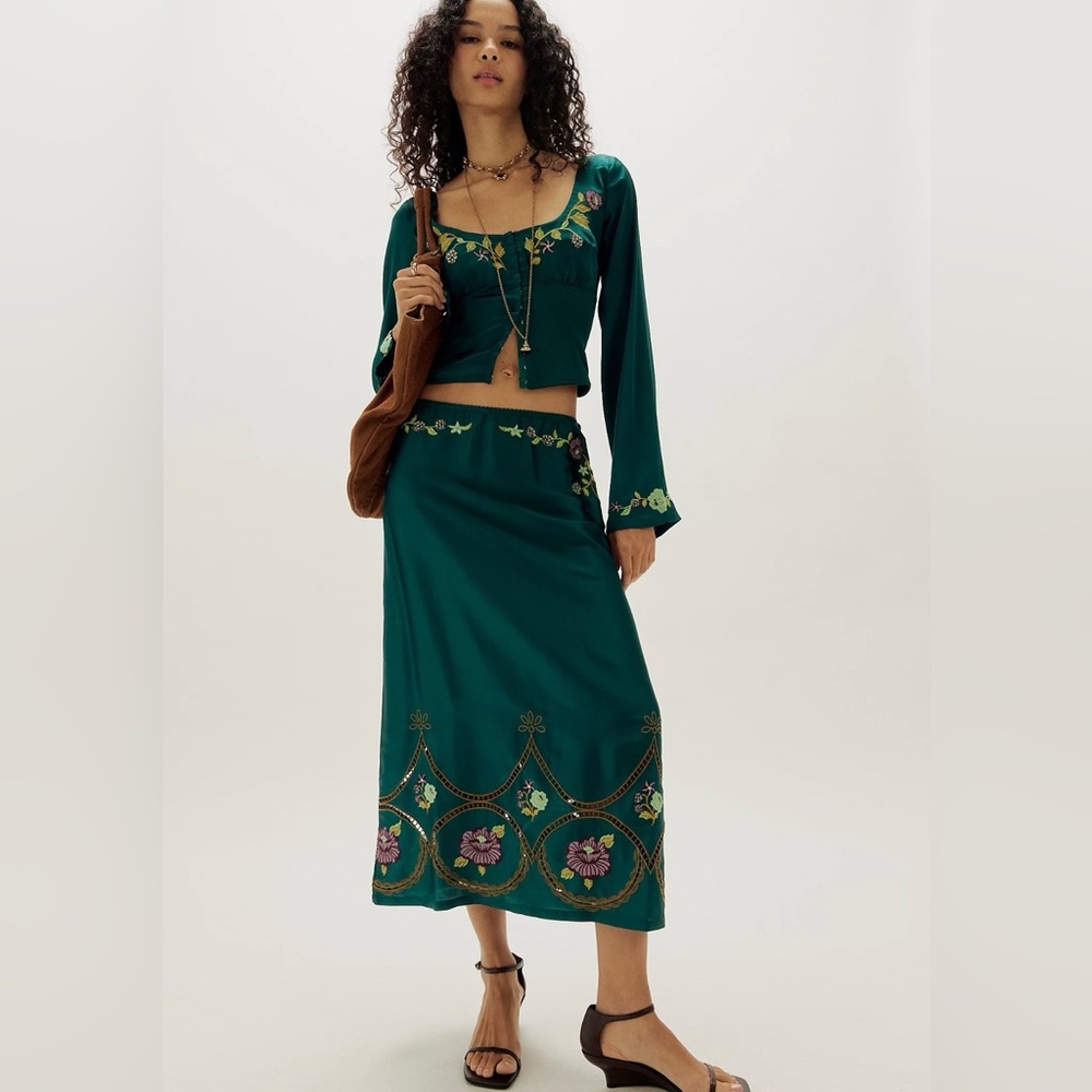 FREE PEOPLE Autumn Bloom MIDI Skirt Set